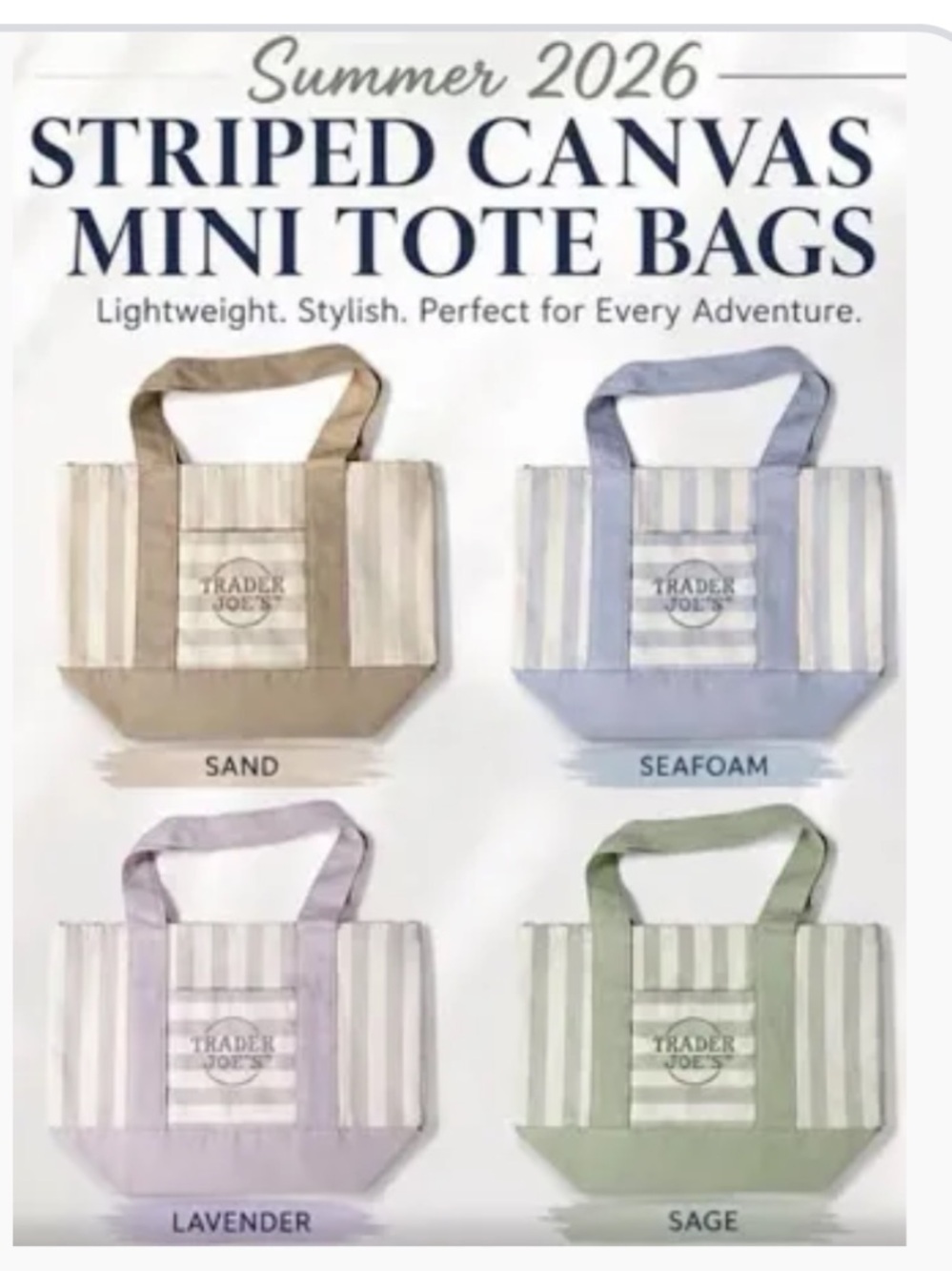 💚Trader Joe’s Striped Canvas Mini Tote Bags Set of 4 Summer Limited FIRM ☀️ - Picture 2 of 3